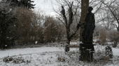Schaugarten Saubergen Familie Österreicher Skulptur der Frühling im Schnee
